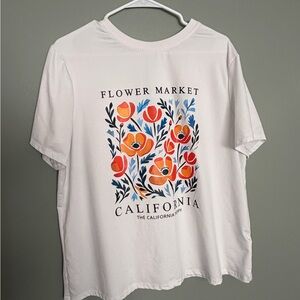 SHEIN White Floral Graphic Tee